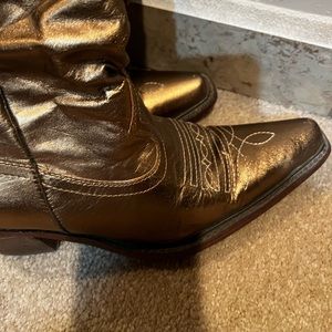 Steve Madden metallic gold boots, leather